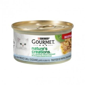 PURINA GOURMET NATURE'S CREATIONS GATTO PESCE DELL'OCEANO CON SPINACI E RISO DA 85 GR IN LATTINA