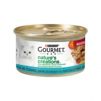 PURINA GOURMET NATURE'S CREATIONS GATTO TONNO CON POMODORO E RISO DA 85 GR IN LATTINA