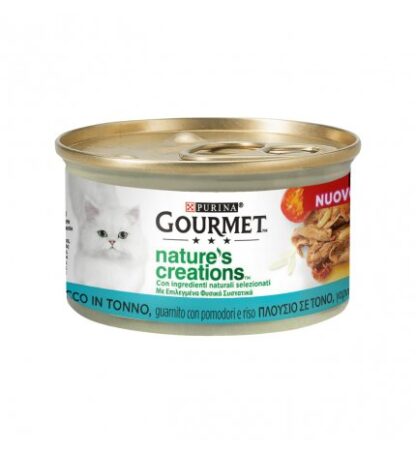 PURINA GOURMET NATURE'S CREATIONS GATTO TONNO CON POMODORO E RISO DA 85 GR IN LATTINA