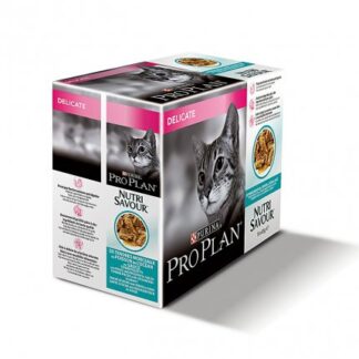 PURINA PRO PLAN GATTO ADULT DELICATE MULTIPACK CON PESCE DELL'OCEANO IN SALSA 10 BUSTE DA 85 GR