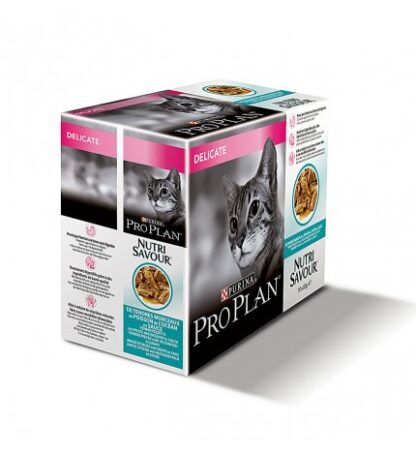PURINA PRO PLAN GATTO ADULT DELICATE MULTIPACK CON PESCE DELL'OCEANO IN SALSA 10 BUSTE DA 85 GR