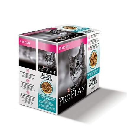 PURINA PRO PLAN GATTO ADULT DELICATE MULTIPACK CON PESCE DELL'OCEANO IN SALSA 10 BUSTE DA 85 GR