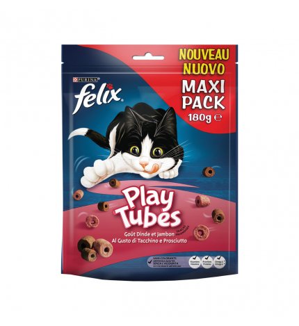 PURINA SNACK GATTO FELIX PLAY TUBES AL GUSTO DI TACCHINO E PROSCIUTTO DA 180 GR