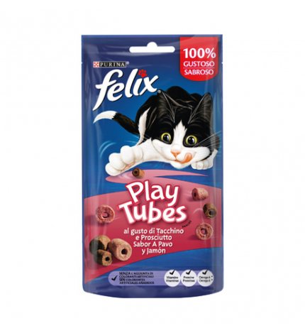 PURINA SNACK GATTO FELIX PLAY TUBES AL GUSTO DI TACCHINO E PROSCIUTTO DA 50 GR