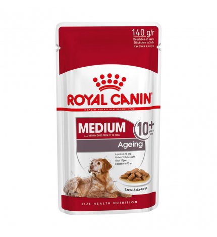 ROYAL CANIN CANE ADULT AGEING + 10 MEDIUM IN SALSA DA 140 GR IN BUSTA