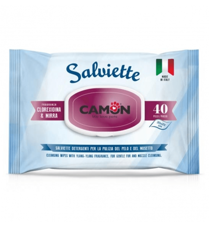 Camon cane e gatto salviette detergenti mirra e clorexydina 40 pezzi