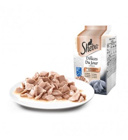 Sheba gatto selezione assortita con pollame tacchino e salmone - 2 buste omaggio 6 buste da 50 gr