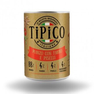 TIPICO CANE MANZO CON FARRO E PISELLI  DA 400 GR IN LATTINA
