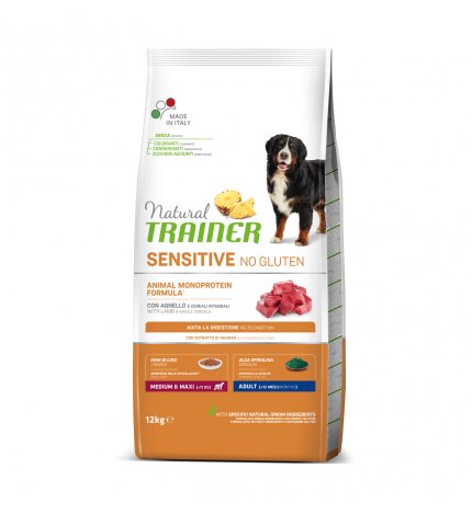TRAINER CANE ADULT MEDIUM MAXI SENSITIVE ALL'AGNELLO NO GLUTEN DA 12 KG