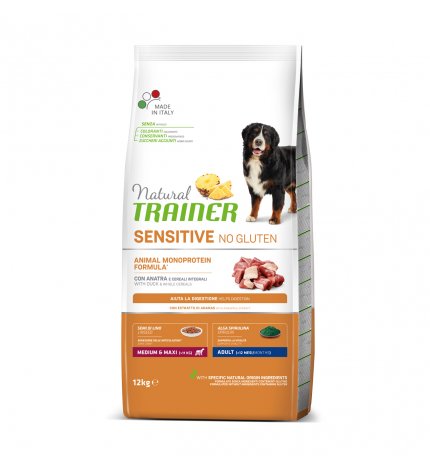TRAINER CANE ADULT MEDIUM MAXI SENSITIVE ALL'ANATRA NO GLUTEN DA 12 KG