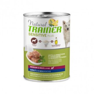 TRAINER CANE ADULT MEDIUM MAXI SENSITIVE PLUS AL CAVALLO E RISO DA 400 GR IN LATTINA