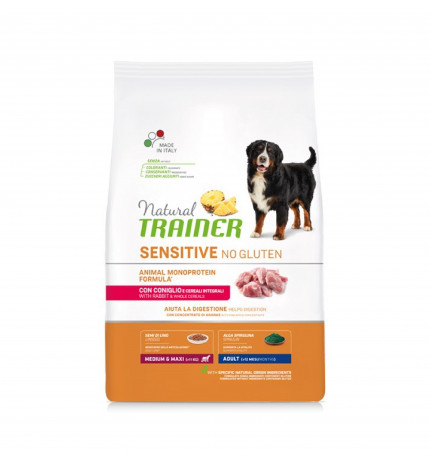 Trainer cane adult medium maxi sensitive al coniglio no gluten da 12 kg
