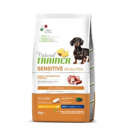 TRAINER CANE ADULT MINI SENSITIVE NO GLUTEN CON ANATRA E CEREALI INTEGRALI DA 2 KG