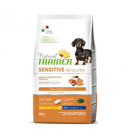 TRAINER CANE ADULT SMALL & TOY SENSITIVE AL SALMONE NO GLUTEN DA 2 KG