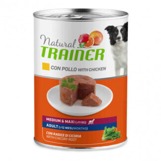 Trainer cane natural adult medium maxi pollo da 400 gr in lattina