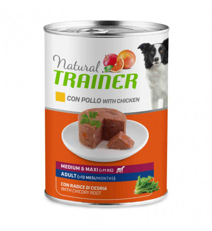 Trainer cane natural adult medium maxi pollo da 400 gr in lattina