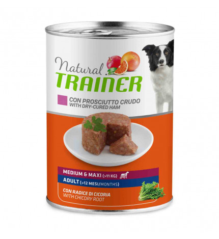 Trainer cane natural adult medium maxi prosciutto da 400 gr in lattina