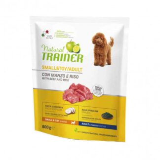 Trainer cane natural adult small & toy no gluten con manzo e riso da 800 gr