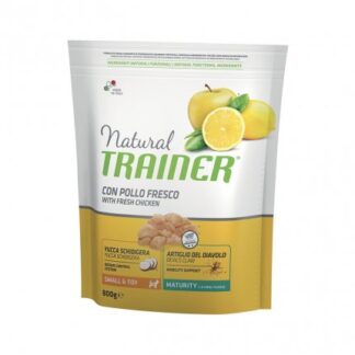 TRAINER CANE NATURAL ADULT SMALL & TOY NO GLUTEN CON POLLO FRESCO E RISO DA 800 GR