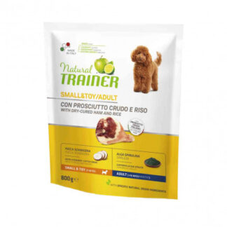 Trainer cane natural adult small & toy no gluten con prosciutto crudo e riso da 800 gr
