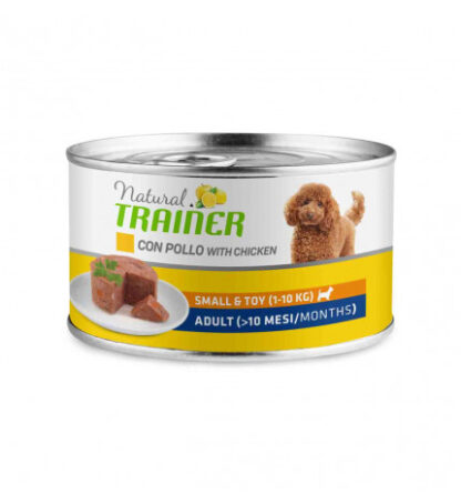 Trainer cane natural adult small & toy pollo da 150 gr in lattina