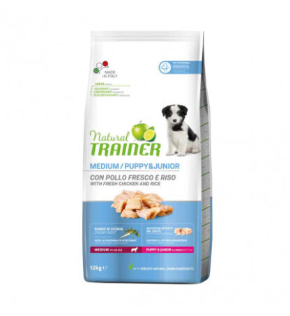Trainer cane natural puppy & junior medium pollo fresco da 12 kg