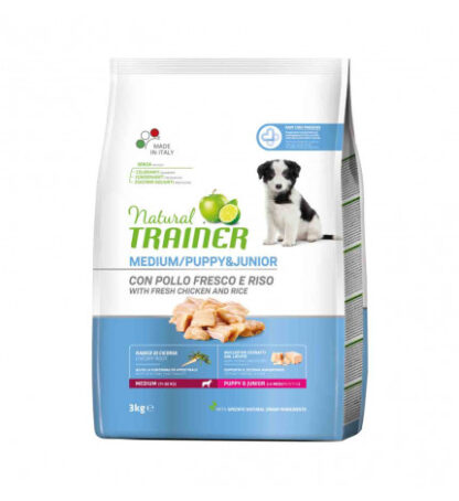 Trainer cane natural puppy & junior medium pollo fresco da 3 kg