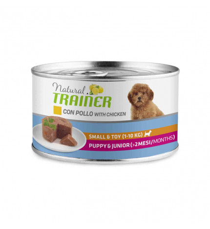 Trainer cane natural puppy & junior small & toy pollo da 150 gr in lattina