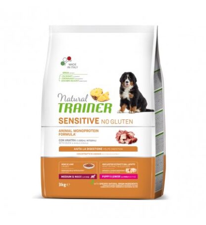 TRAINER CANE PUPPY & JUNIOR MEDIUM & MAXI SENSITIVE ALL' ANATRA NO GLUTEN DA 3 KG