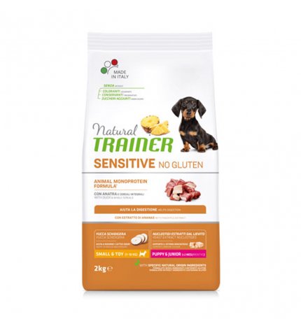 TRAINER CANE PUPPY & JUNIOR SMALL & TOY SENSITIVE NO GLUTEN ALL' ANATRA DA 2 KG