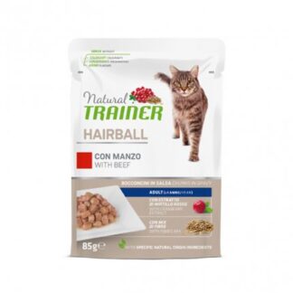 TRAINER GATTO NATURAL ADULT HAIRBALL CON MANZO BOCCONCINI IN SALSA DA 85 GR IN BUSTA