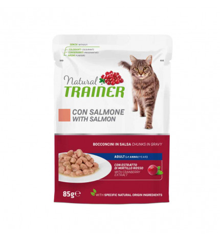 Trainer gatto natural adult salmone bocconcini in salsa da 85 gr in busta