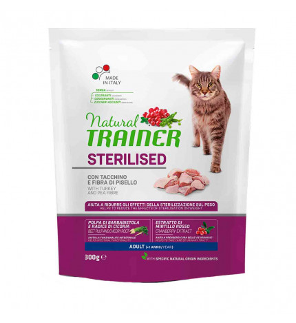 Trainer gatto natural adult sterilizzato con tacchino e fibra di pisello da 300 gr