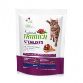 TRAINER GATTO NATURAL ADULT STERILIZZATO CON PROSCIUTTO CRUDO E FIBRA DI PISELLO DA 300 GR