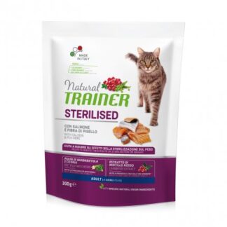 TRAINER GATTO NATURAL ADULT STERILIZZATO CON SALMONE E FIBRA DI PISELLO DA 300 GR