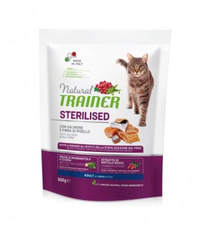 TRAINER GATTO NATURAL ADULT STERILIZZATO CON SALMONE E FIBRA DI PISELLO DA 300 GR