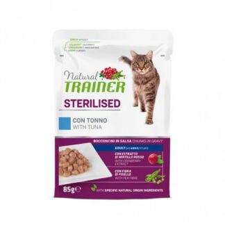 TRAINER GATTO NATURAL ADULT STERILIZZATO CON TONNO BOCCONCINI IN SALSA DA 85 GR IN BUSTA