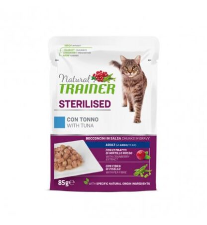 TRAINER GATTO NATURAL ADULT STERILIZZATO CON TONNO BOCCONCINI IN SALSA DA 85 GR IN BUSTA