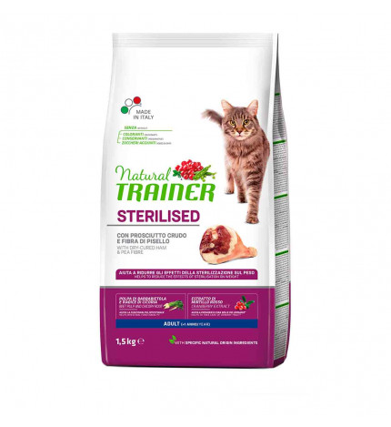 Trainer gatto natural adult sterilizzato prosciutto crudo da 1,5 kg