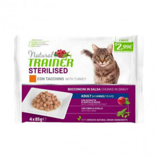Trainer gatto natural adult sterilizzato tacchino 4 buste da 85 gr