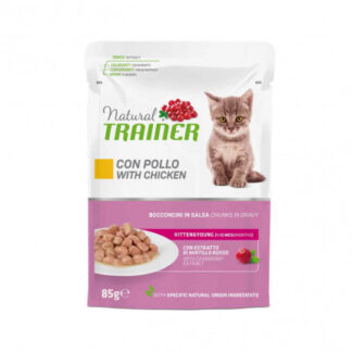 Trainer gatto natural kitten & young pollo fresco bocconcini in salsa da 85 gr in busta
