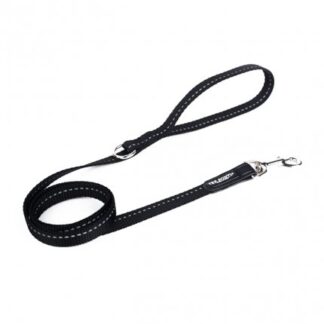 Tre ponti cane guinzaglio economico con inserto rinfrangente nero 130 cm