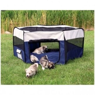 Trixie recinto per cuccioli in nylon blu grigio 130 x 55 cm