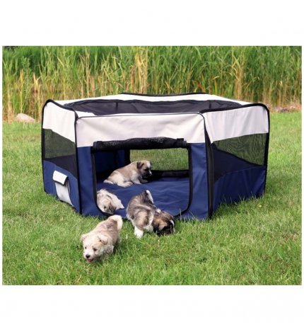 Trixie recinto per cuccioli in nylon blu grigio 130 x 55 cm