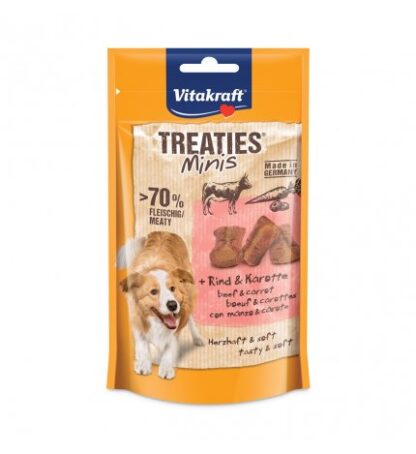 Vitakraft cane snack treaties minis con manzo e carote da 48 gr