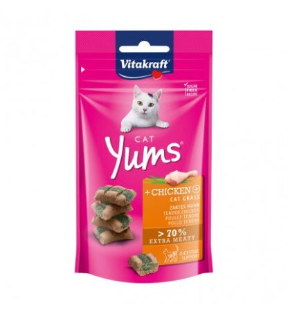 VITAKRAFT GATTO SNACK CAT YUMS BOCCONCINI POLLO ED ERBA GATTA CON INULINA DA 40 GR