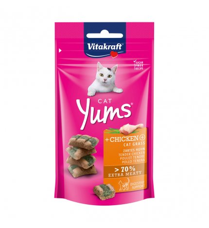 VITAKRAFT GATTO SNACK CAT YUMS BOCCONCINI POLLO ED ERBA GATTA CON INULINA DA 40 GR