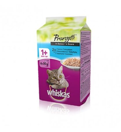 WHISKAS GATTO PRANZETTI 1+ TONNO IN GELATINA 6 BUSTE DA 50 GR