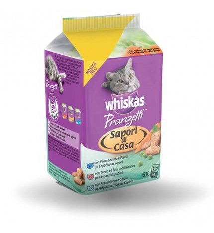 Whiskas pranzetti 50gx6 pesce azzurro/pesce bianco/tonno