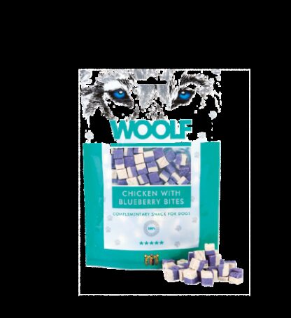 WOOLF CANE SNACK BOCCONCINI DI POLLO E MIRTILLI DA 100 GR